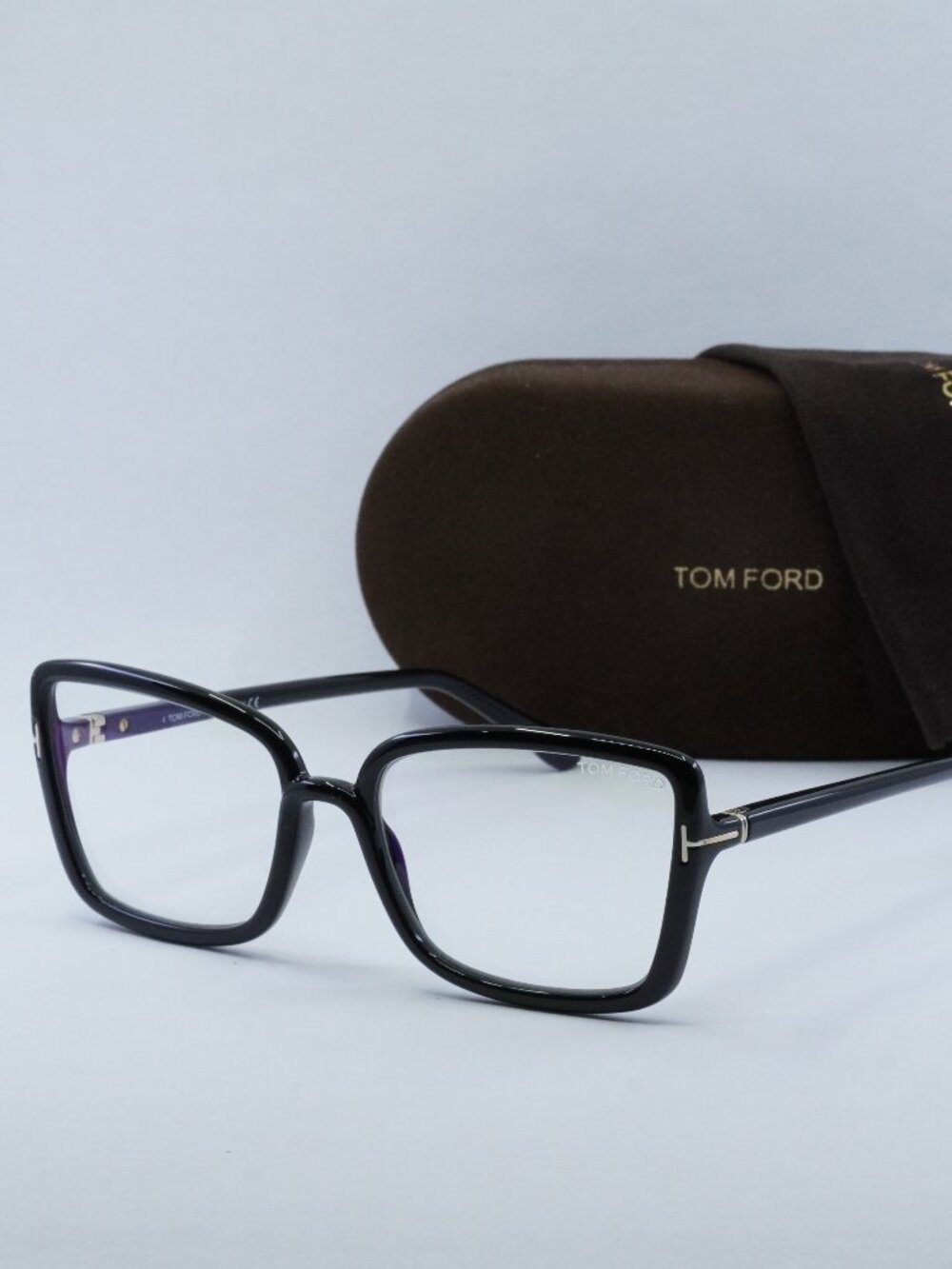Tom Ford FT5813-B 001 Rectangle Eyeglasses 56mm - Black / Blue Light Block